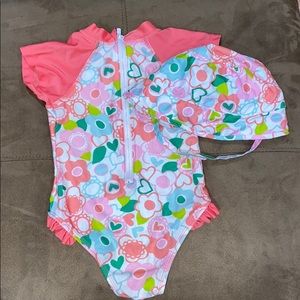 Toddler swimsuit and matching hat